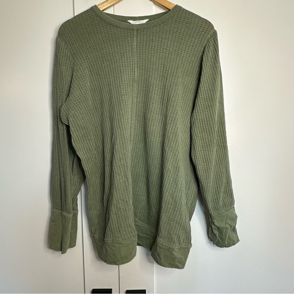 Time and Tru Waffle Knit long sleeve top XXL 2XL plus size balloon green boho - Picture 6 of 12
